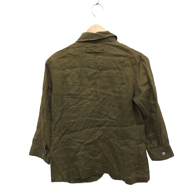  Comme Ca Ism COMME CA ISMlinen shirt blouse 7 minute sleeve military flax M khaki /FT13 lady's 