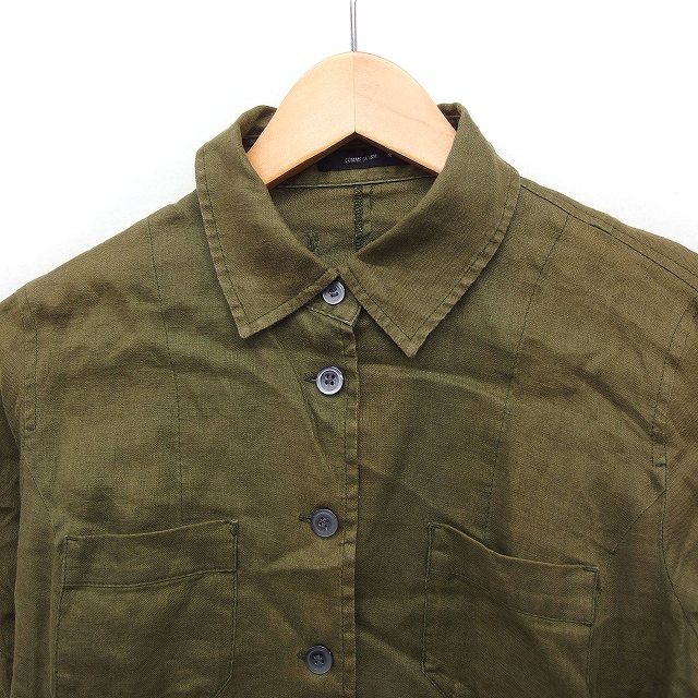  Comme Ca Ism COMME CA ISMlinen shirt blouse 7 minute sleeve military flax M khaki /FT13 lady's 