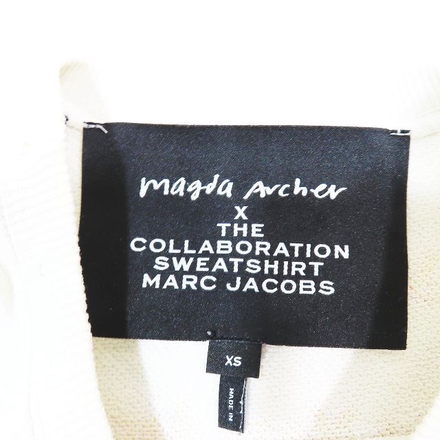 マークジェイコブス MARC JACOBS ×Magda Archer スウェット トレーナー プルオーバー ダメージ加工 長袖 白 ホワイト XS レディース_画像5