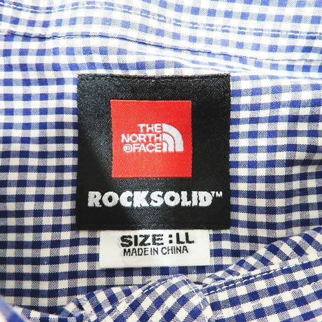 ザノースフェイス THE NORTH FACE ROCK SOLID ボタンダウン チェックシャツ カジュアル 長袖 アウター ブルー ホワイト LL メンズ YBA2_画像5