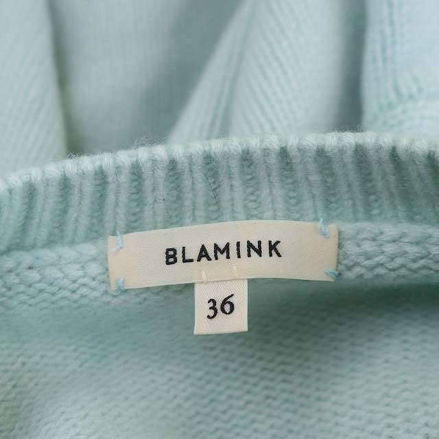 ブラミンク BLAMINK P W/CA 5G CN LSL ニット セーター ハイネック 長袖 プルオーバー ウール 36 S ミントブルー_画像3