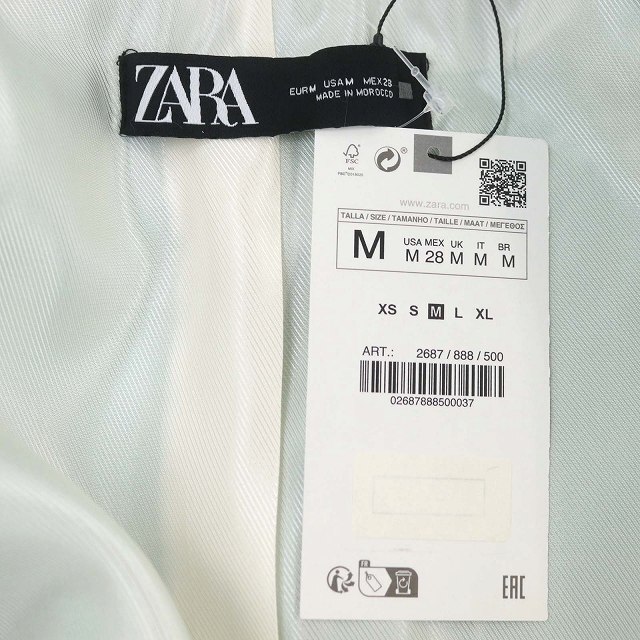 未使用品 ザラ ZARA テーラードジャケット 総裏地 1B M 緑 グリーン /ES ■OS レディース_画像3