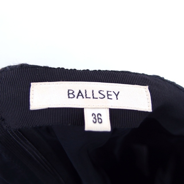ボールジー BALLSEY トゥモローランド 台形 スカート 膝丈 総柄 スリット コットン 綿 36 ブラック 黒 /HT12 レディース_画像3