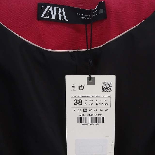 未使用品 ザラ ZARA テーラードジャケット 総裏地 1B 38 マゼンタピンク /ES ■OS_画像3