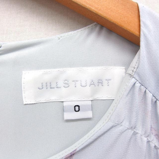 ジルスチュアート JILL STUART フレア ワンピース 長袖 ロング丈 マーブル模様 0 ライトブルー /FT48 レディース_画像3