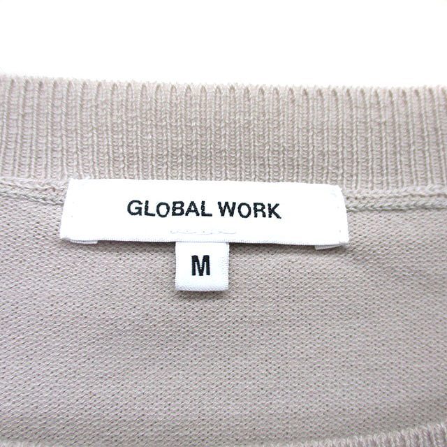 グローバルワーク GLOBAL WORK ニット セーター 五分袖 フリル シンプル M グレー 灰 /KT25 レディース_画像3