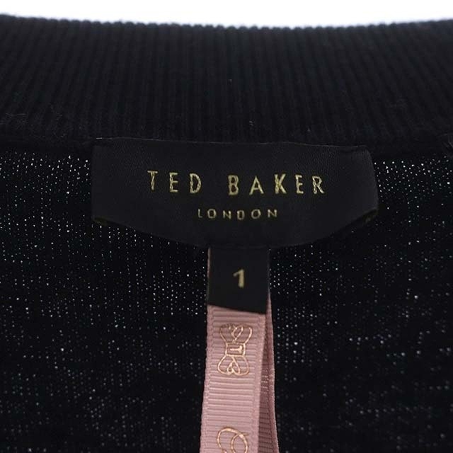テッドベーカー TED BAKER 花柄 ニット ジップアップジャケット ブルゾン 1 黒 マルチカラー ブラック /MI ■OS レディース_画像3
