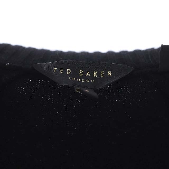 テッドベーカー TED BAKER 花柄 ニット ジップアップジャケット ブルゾン 1 黒 マルチカラー ブラック /MI ■OS レディース_画像3