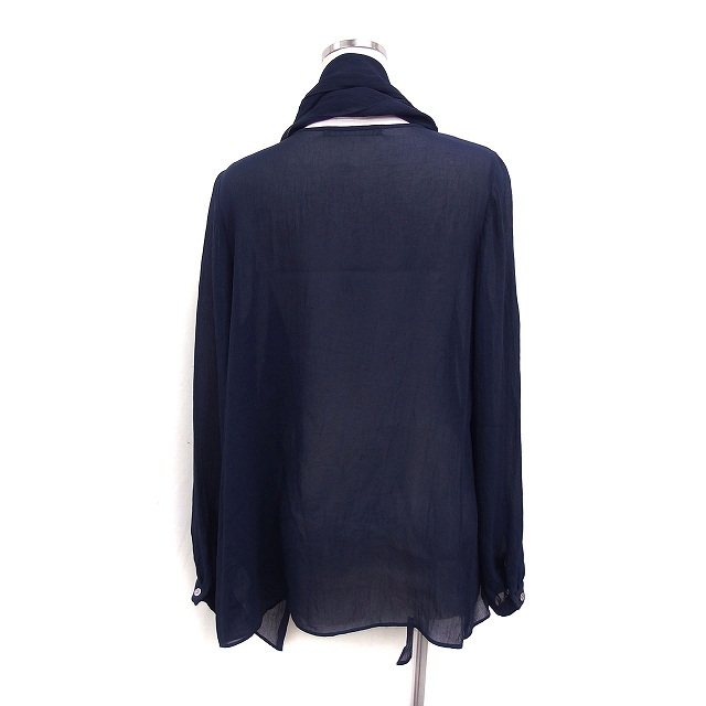  theory ryukstheory luxesia- shirt blouse long sleeve tuck plain .. feeling scarf 40 navy navy blue /FT12 lady's 