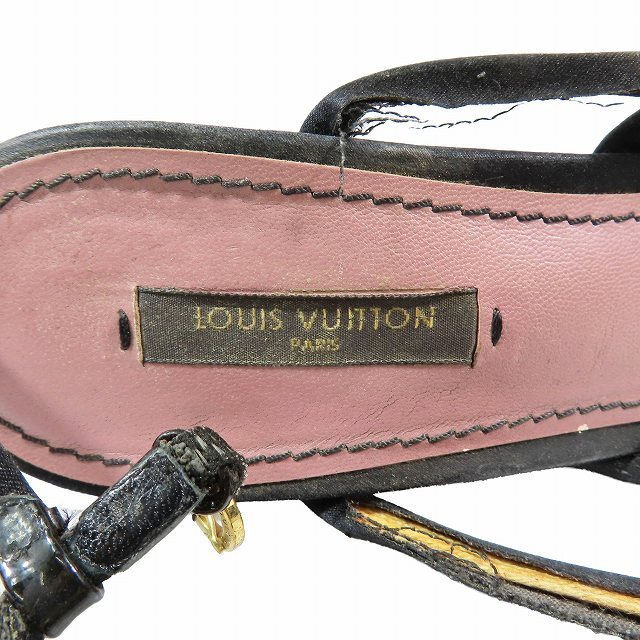 ルイヴィトン LOUIS VUITTON サンダル アンクルストラップ ウェッジソール ハイヒール シューズ 37 黒 ブラック/1YBA2 レディース_画像6