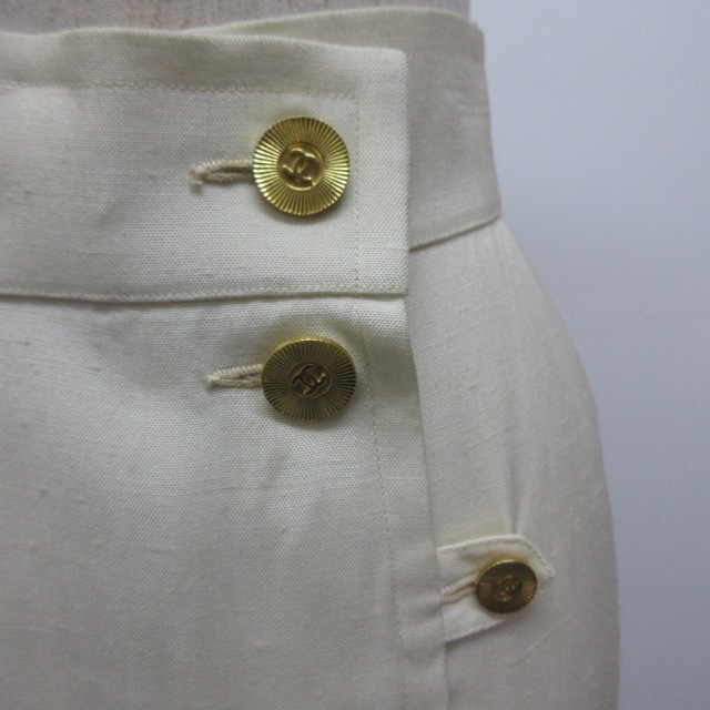 シャネル CHANEL スカート ひざ丈 ココマーク金ボタン ホワイト 36 Sサイズ相当 0315 レディース_画像5