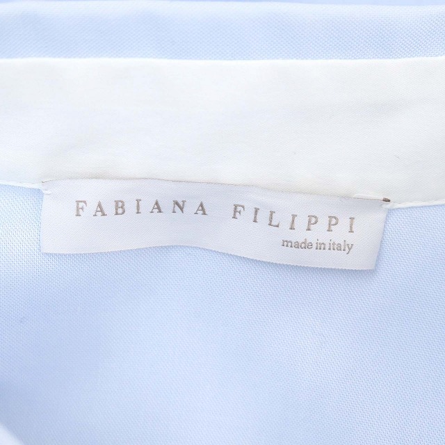 ファビアナフィリッピ FABIANA FILIPPI コットンハーフスリーブシャツ 半袖 S 水色 ライトブルー /DF ■OS レディース_画像3