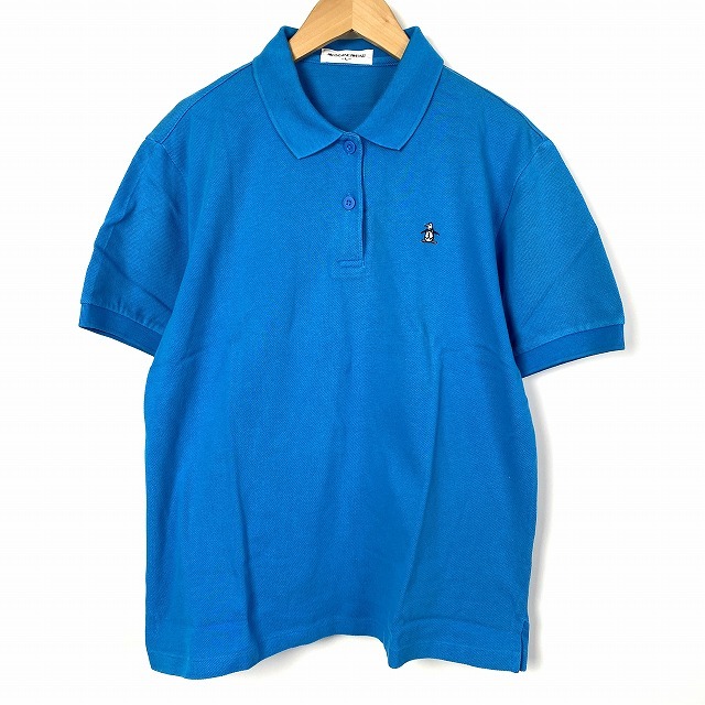 マンシングウェア MUNSINGWEAR ポロシャツ ゴルフウェア 半袖 ロゴ 青 ブルー L レディース_画像1