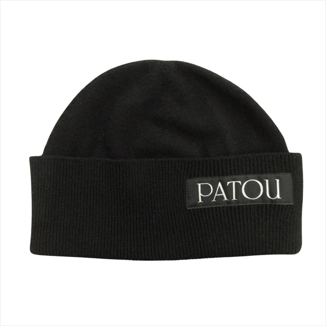 美品 パトゥ PATOU フレグランス ウール ビーニー ニット帽 キャップ 帽子 ロゴ カシミヤ混 AC0398041999B 黒 ブラック レディース_画像1