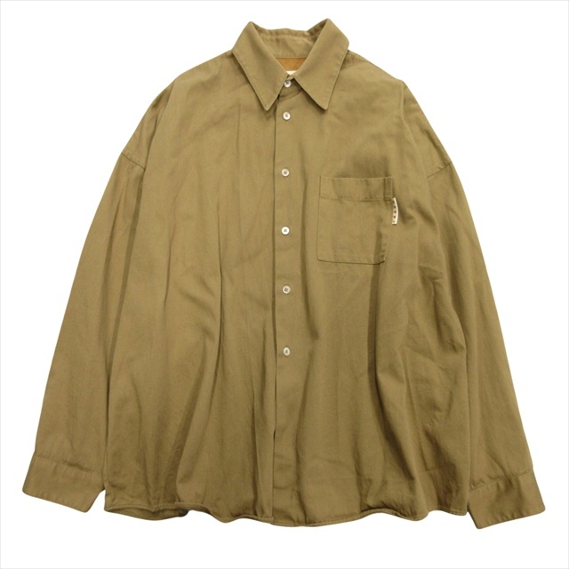 美品 22ss マルニ MARNI コットンツイルシャツ ジャケット ブルゾン カットソー ロゴ オーバーサイズ 44 茶 ブラウン メンズの画像1
