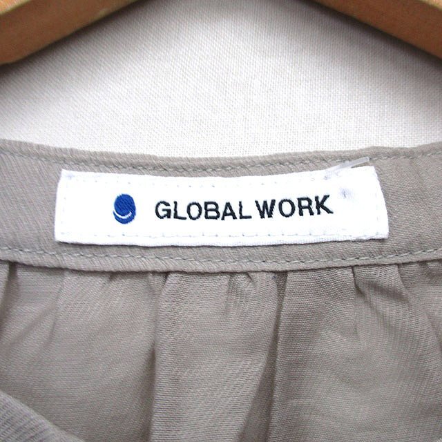 グローバルワーク GLOBAL WORK シースルー シャツ ブラウス 長袖 シンプル F グレー 灰 /KT2 レディース_画像3
