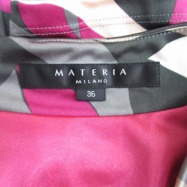 マテリア MATERIA 美品 ワンピース ひざ丈 タイト ピンク グレー系 36 Sサイズ k308 0319 レディース_画像3