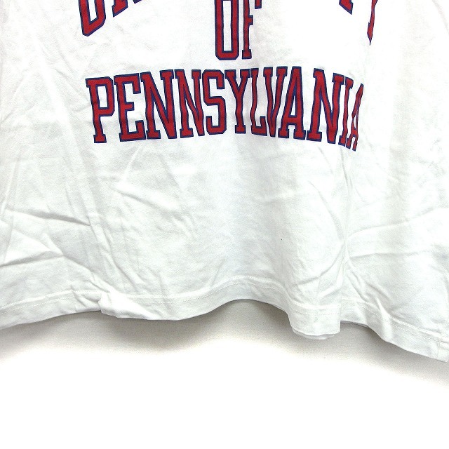 ビス ViS vis-a-vis PENNSYLVANIA カレッジTシャツ カットソー クロップド ロゴ プリント 透け感 半袖 F 白 ホワイト /NT20 レディース_画像5