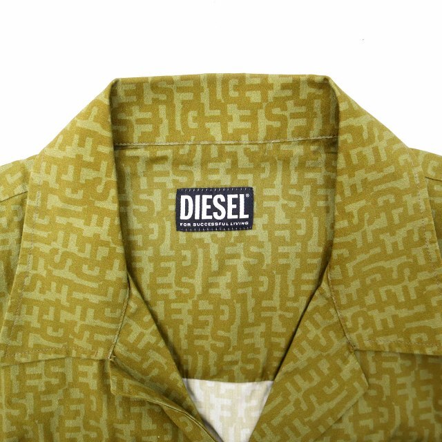 ディーゼル DIESEL S-MAC-MON 総柄 半袖 オープンカラー シャツ 50(L) KHAKI(カーキ) メンズ_画像3