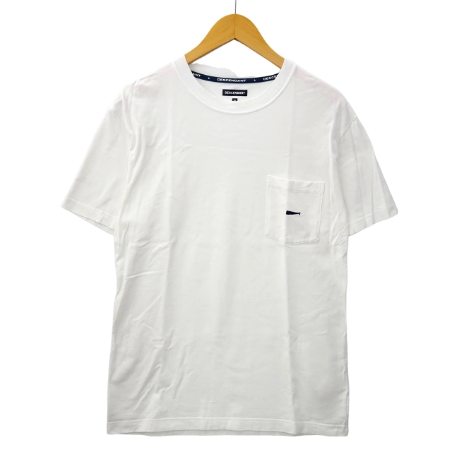 ディセンダント DESCENDANT 2023SS CACHALOT CROP SS クルーネック ワンポイント刺繍 半袖 ポケット Tシャツ カットソー 2(M) WHITE_画像1