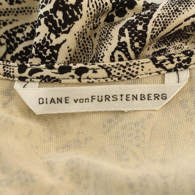 ダイアンフォンファステンバーグ DIANE von FURSTENBERG 花柄 ラップワンピース 長袖 4 ライトベージュ 黒_画像3