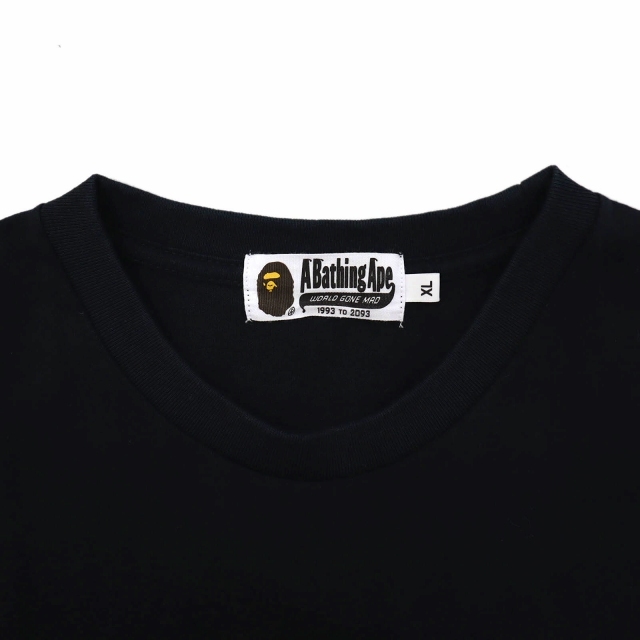 アベイシングエイプ A BATHING APE ONE POINT POCKET TEE クルーネック サル刺繍 半袖 ポケット Tシャツ カットソー XL BLACK_画像3