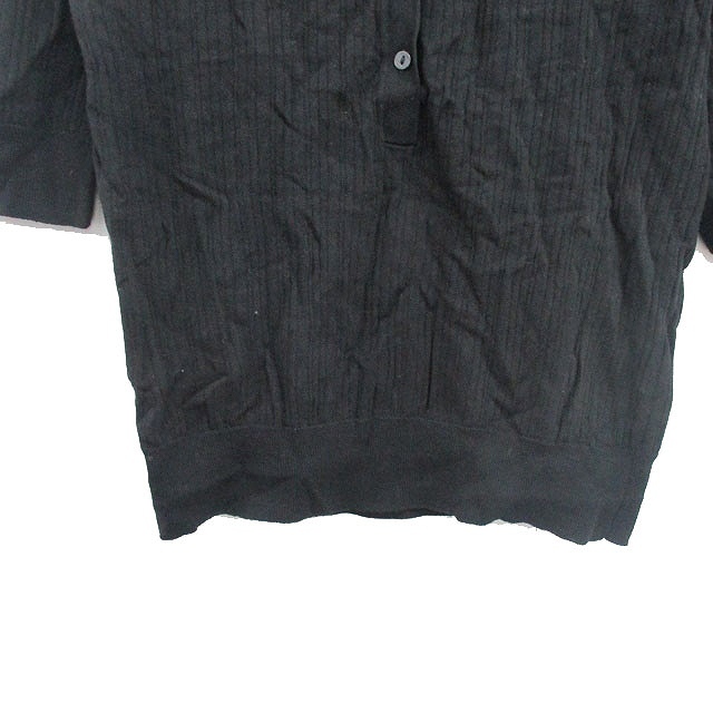 ロペピクニック ROPE Picnic カットソー Tシャツ 五分袖 ハーフボタン シンプル 38 ブラック 黒 /KT32 レディース_画像5