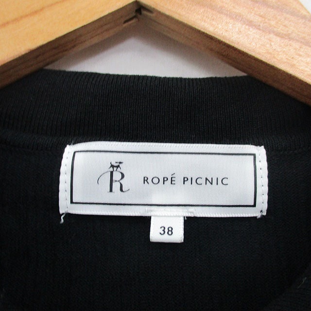 ロペピクニック ROPE Picnic カットソー Tシャツ 五分袖 ハーフボタン シンプル 38 ブラック 黒 /KT32 レディース_画像3