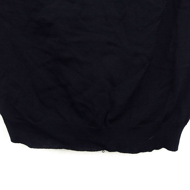 スウィングル Swingle ニット カットソー ステンカラー リブ 装飾 ハイゲージ クロップド 半袖 S 黒 ブラック /NT14 レディース_画像5