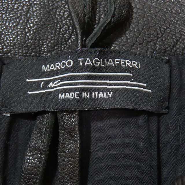 美品 MARCO TAGLIAFERRI マルコ タリアフェリ ジップスリーブ シングルライダース ジャケット レザー アウター 黒 ブラック サイズL メンズ_画像3