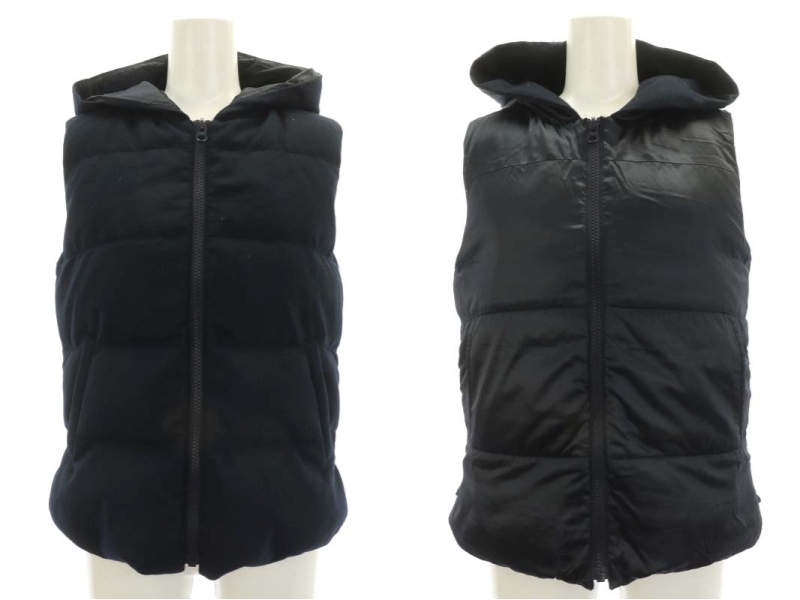  theory theory down vest wool nylon reversible S navy blue navy /SY #OS lady's 