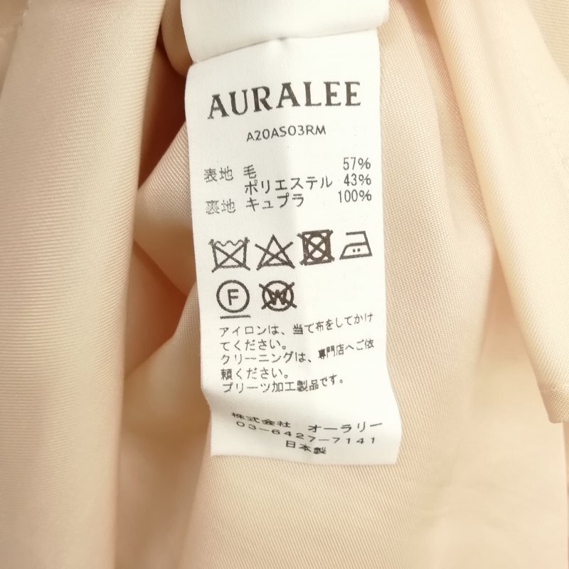 未使用品 オーラリー AURALEE A20AS03RM Wool Polyester Sheer Cloth Pleated Skirt プリーツ ロング スカート 0 ピンク レディース_画像6