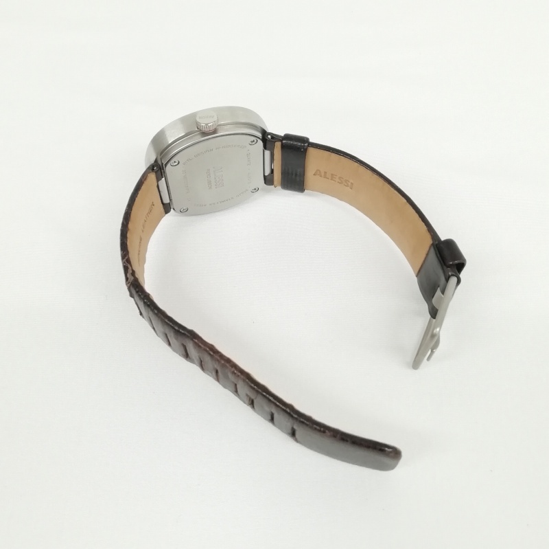 ALESSI アレッシィ ピエロリッソーニ AL5013 クオーツ 腕時計 ホワイト文字盤 レザーベルト メンズの画像6