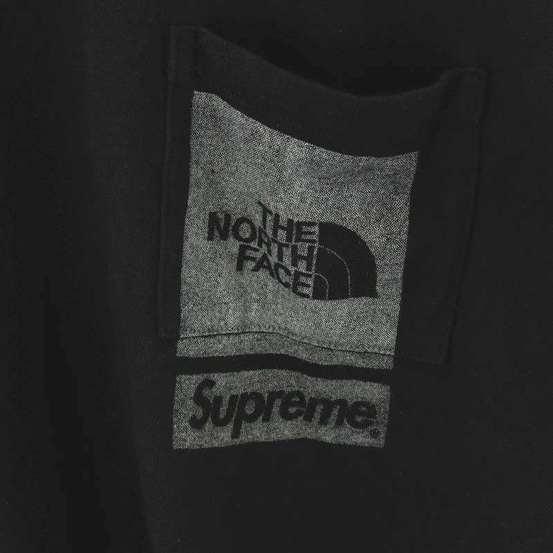 シュプリーム SUPREME × THE NORTH FACE ザノースフェイス Printed Pocket Tee Tシャツ カットソー 半袖 ロゴ L 黒の画像7