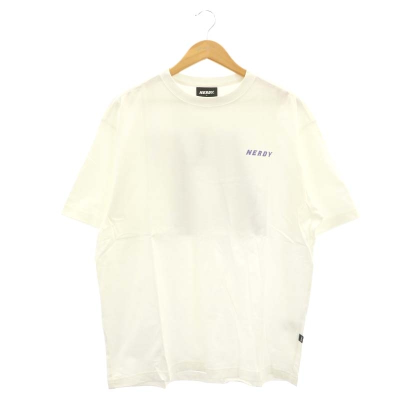 ノルディ NERDY 1/2 Sleeve T-shirt Tシャツ カットソー 半袖 コットン L 白 ラベンダー ホワイト /NR ■OS ■SH メンズ_画像1