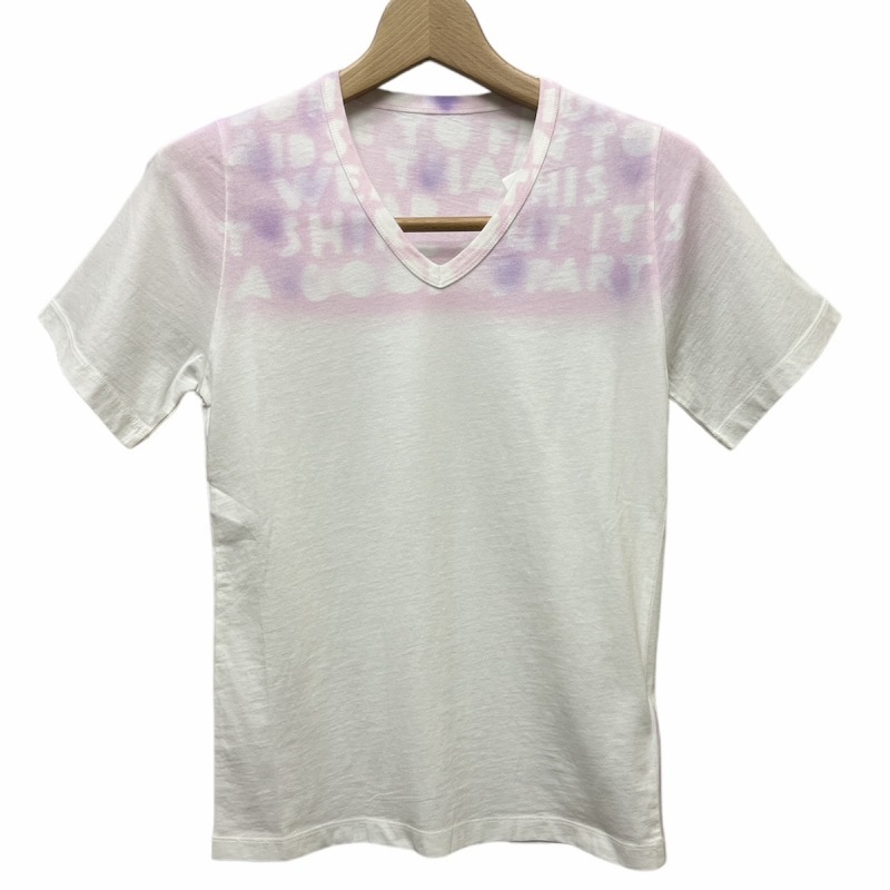 未使用品 メゾンマルジェラ 10 Maison Margiela 10 19SS エイズTシャツ Ｖネック T-shirts XS S050-MM MALE RTW AVP Ｍ ホワイト ピンク S3