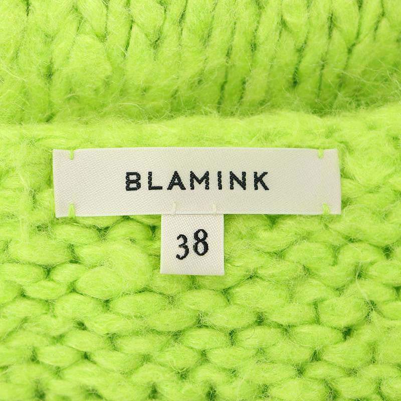 ブラミンク BLAMINK HAND CN NSL ノースリーブニット ベスト プルオーバー シルク リネン 38 黄緑 イエローグリーン /DF ■OS レディース_画像3