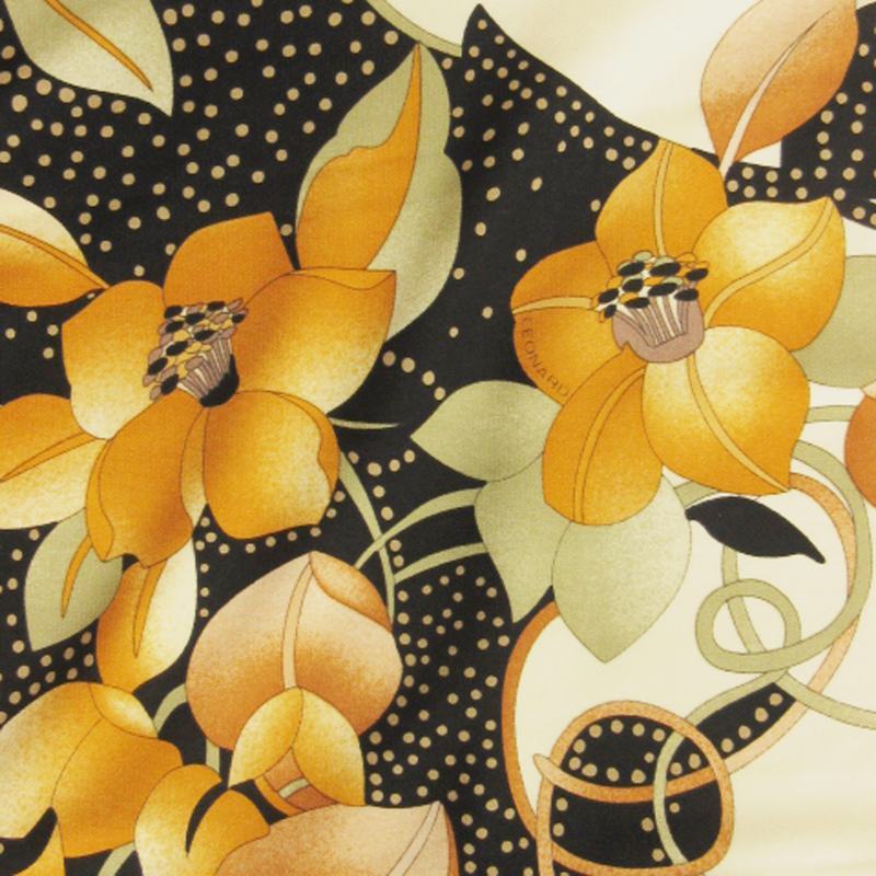 レオナール LEONARD FASHION カンカン スカート ひざ丈 花柄 ベージュ系 42 ■ECS レディース_画像4