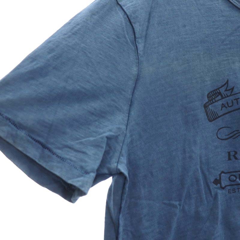 ポロ ラルフローレン POLO RALPH LAUREN AUTHENTIC DENIM GOODSロゴプリントTシャツ カットソー 半袖 コットン L/G 青 黒_画像5