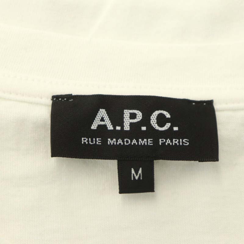 アーペーセー A.P.C. ロゴ刺繍Tシャツ カットソー 半袖 コットン 白 黒 ホワイト ブラック /NR ■OS■SH メンズ_画像3