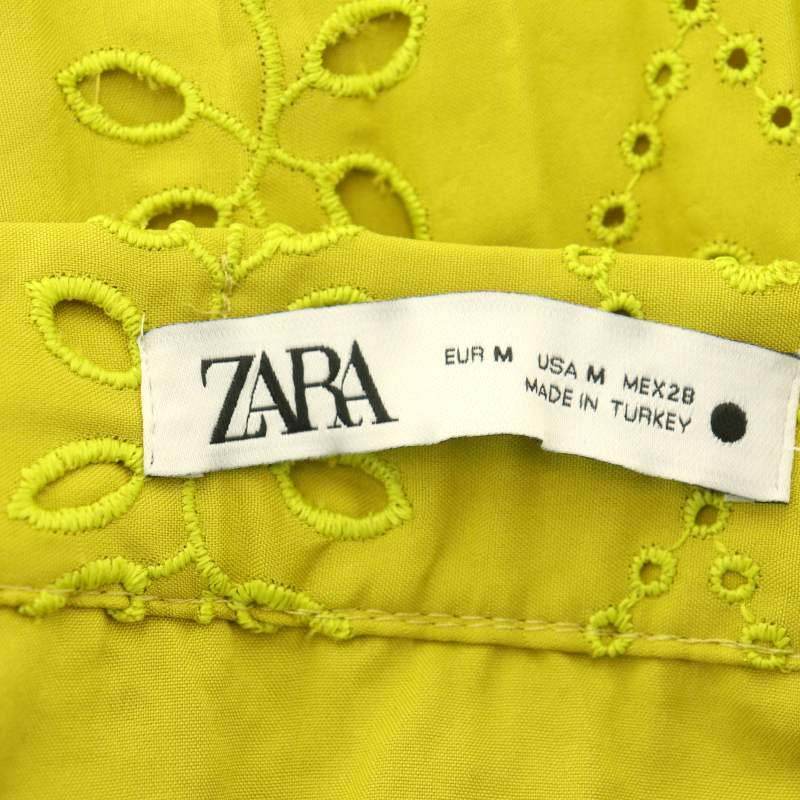 ザラ ZARA 刺繍スカート ロング プリーツ フレア M からし色 /NR ■OS レディース_画像3