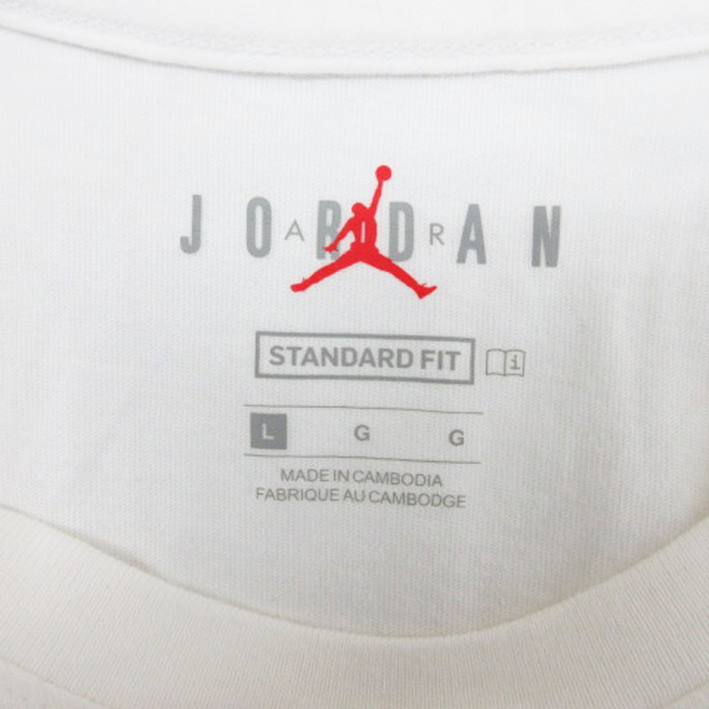 ナイキ NIKE ジョーダン ジャンプマン Tシャツ 半袖 ロゴ 刺繍 バスケットボールウェア ホワイト L 240301E メンズ_画像3