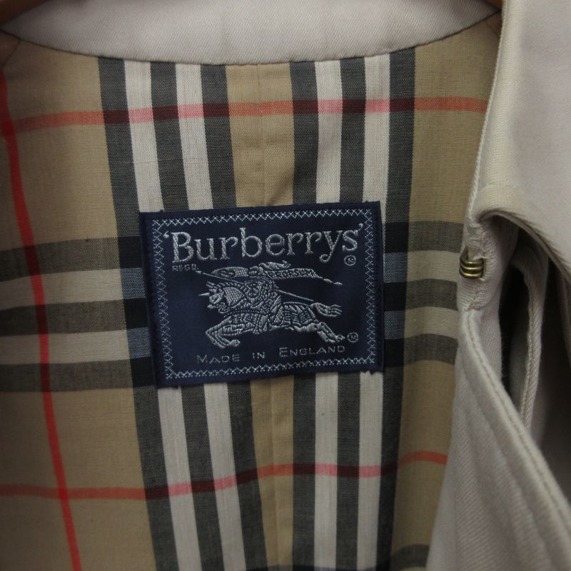 バーバリーズ Burberrys トレンチコート ジャケット 裏地ノバチェック イングランド製 ロング丈 ベージュ系 約Mサイズ 0228 レディースの画像9