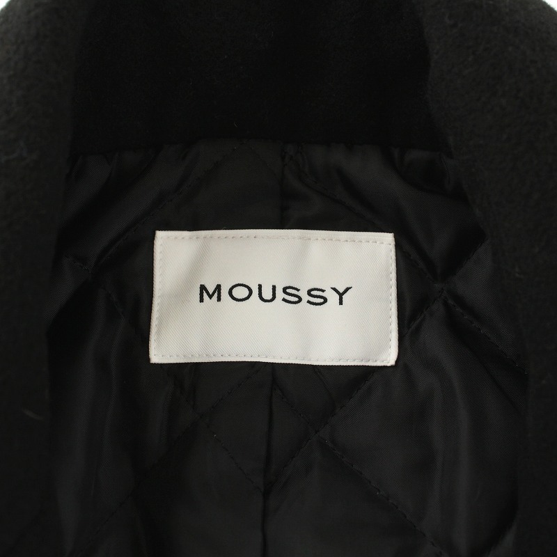 マウジー moussy 18AW チェスターコート 中綿 裏地キルティング ミドル 1 S 黒 ブラック /AQ レディース_画像4