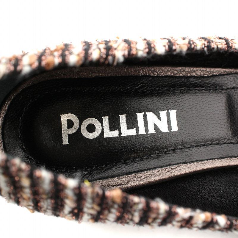 ポリーニ Pollini パンプス ツイード ポインテッドトゥ チャンキーヒール ツイード ラメ糸 37 23.5cm ピンク /AQ レディース_画像4