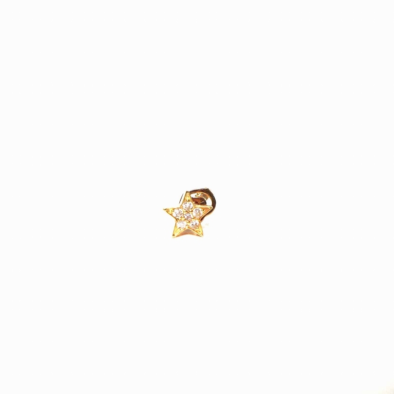 【きれいめファッション51選】上品さと清潔感をキープし 星 スター 0.05ct ダイヤモンド K18 片耳用 ピアス VECCHIO PONTE ヴェキオ ポンテ イエローゴールド レディース ▲H /YI18 ポンテヴェキオ