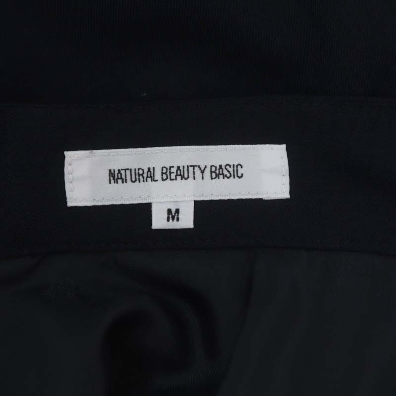  Natural Beauty Basic NATURAL BEAUTY BASICtsu il tuck flair skirt mi leak height long M navy blue navy /CX #OS lady's 