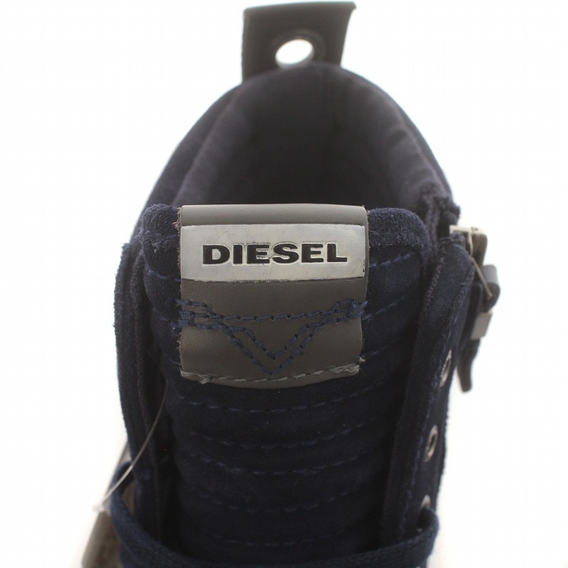 未使用品 ディーゼル DIESEL D-VELOWS MID LACE スニーカー ハイカット スエード ダメージ加工 US10 28cm 青 ブルー F18-05-YULの画像7