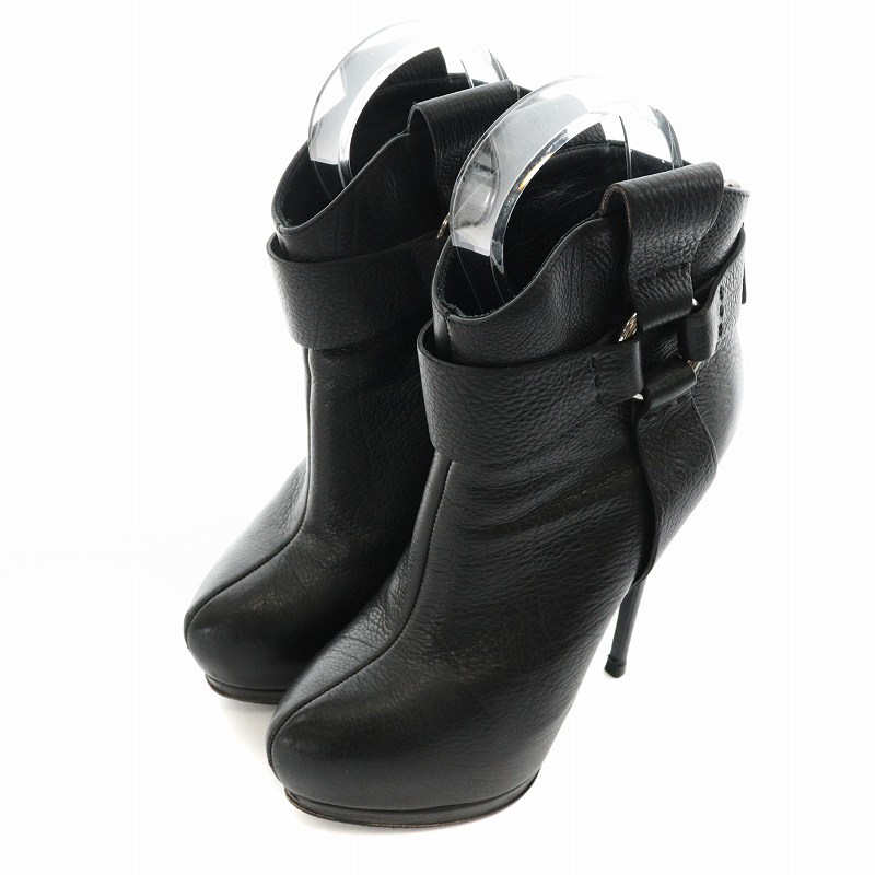 Giuseppe Zanotti дизайн GIUSEPPE ZANOTTI DESIGN короткие сапоги po Inte dotu высокий каблук кожа 36.5 23.5cm чёрный черный 
