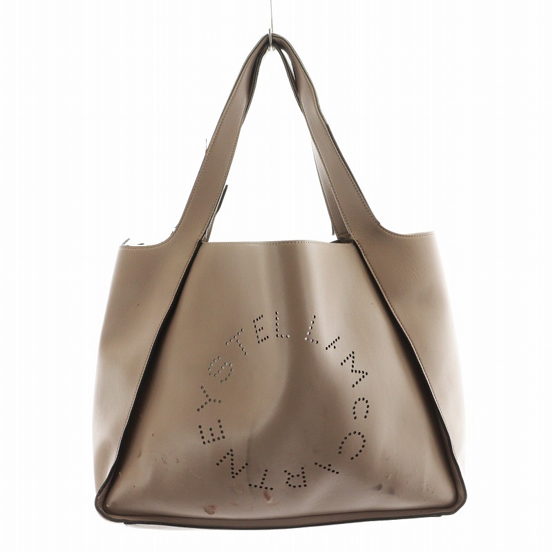 ステラマッカートニー STELLA McCARTNEY トートバッグ ハンドバッグ フェイクレザー パンチング ピンクベージュ 502793 W8542 2800_画像1